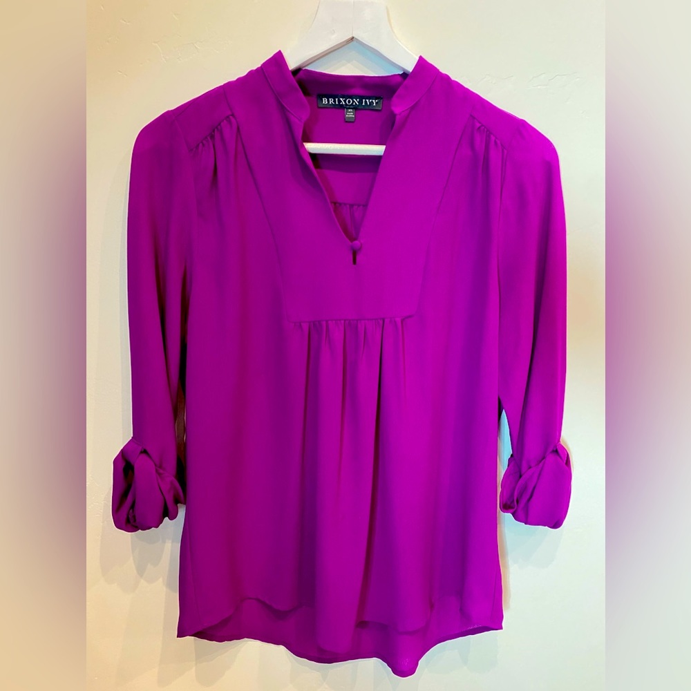 Brixon Ivy Stitch Fix Top. Sylvester Split Neck Shirt 3/4 Sleeve Size XS